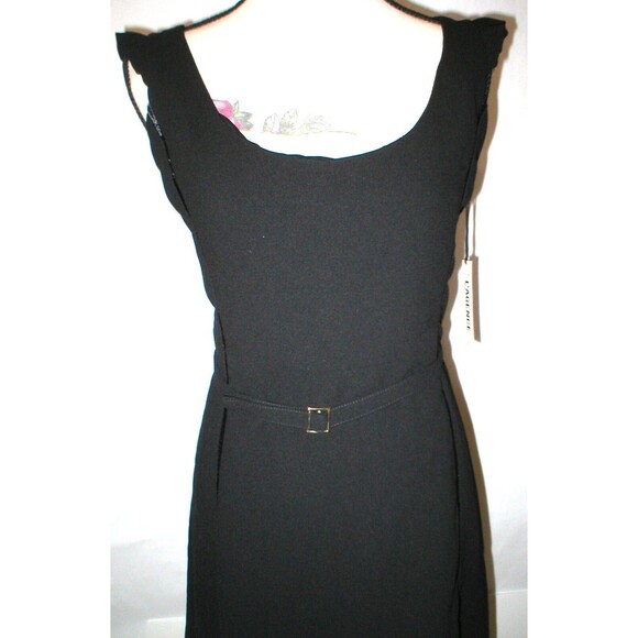 New Womens 8 NWT Belt Sleeveless Dress Black L'AGENCE Silk Blend Crepe Lined - Picture 3 of 12